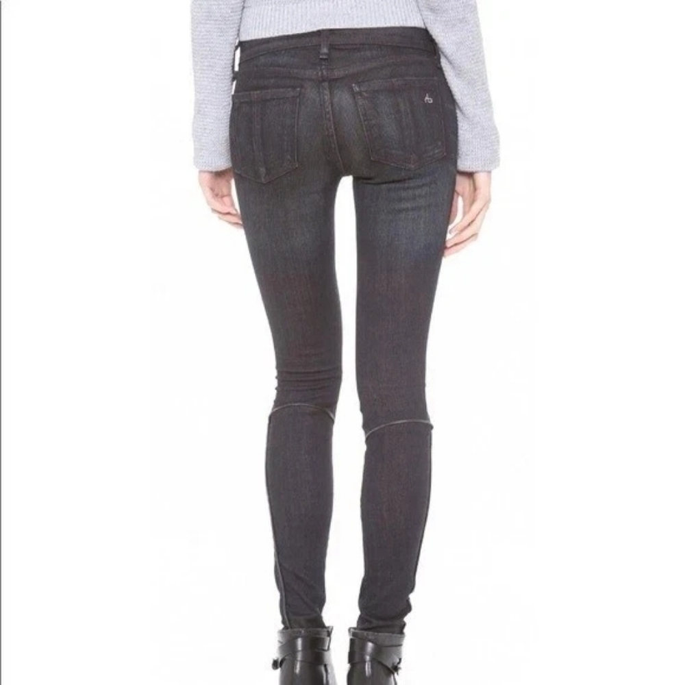 rag & bone Leather Trim Dark Rinse Jeans $278. Size 25. Inseam 28.5. Stretchy